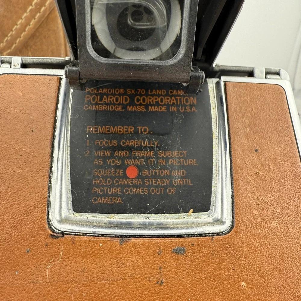 Vintage Polaroid SX-70 Land Camera Leather Folding Instant Film Case Flash Untes